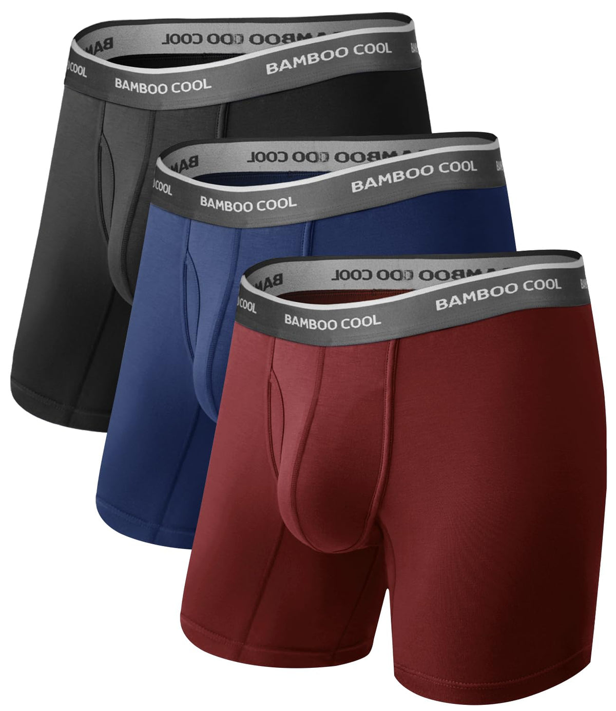 BAMBOO COOL Ultra Soft Mens Underwear Boxer Briefs Multi-pack | Bamboo Fabric,No Ride Up,More Breathable Than Cotton