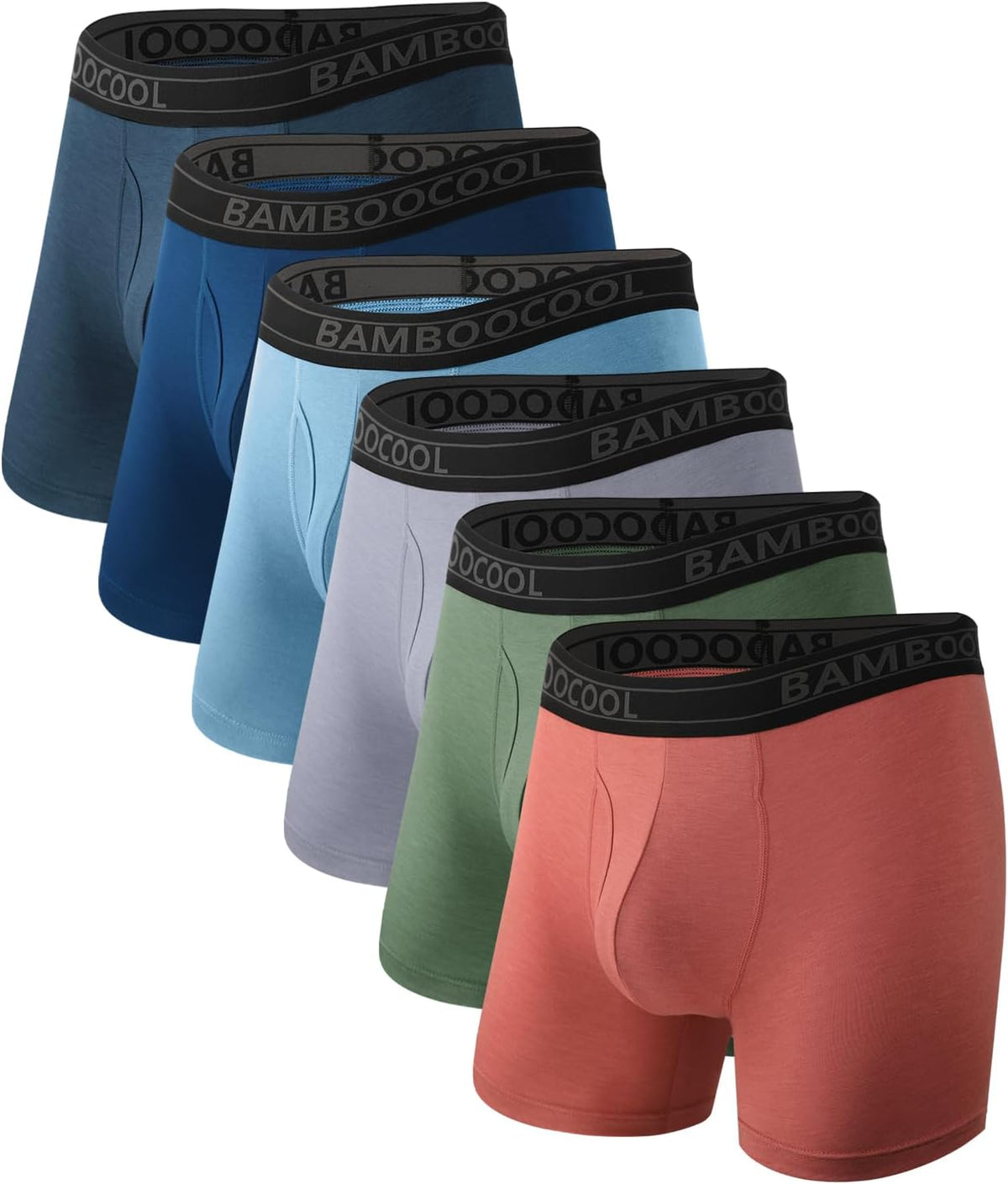 BAMBOO COOL Ultra Soft Mens Underwear Boxer Briefs Multi-pack | Bamboo Fabric,No Ride Up,More Breathable Than Cotton