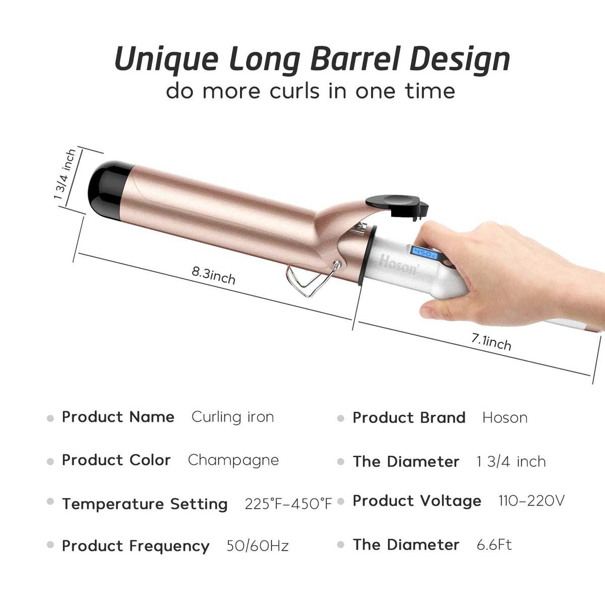 Professional Ceramic Tourmaline Curling Iron 3/4 Inch - Hair Curler with Heat Protection