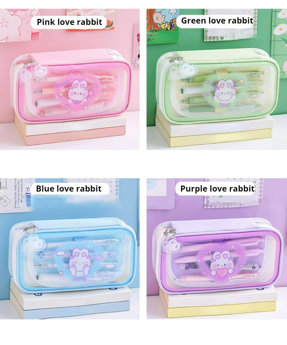 Cute Kawaii Pencil Case - Large Capacity Multilayer Rabbit Design Pen Pouch Gift