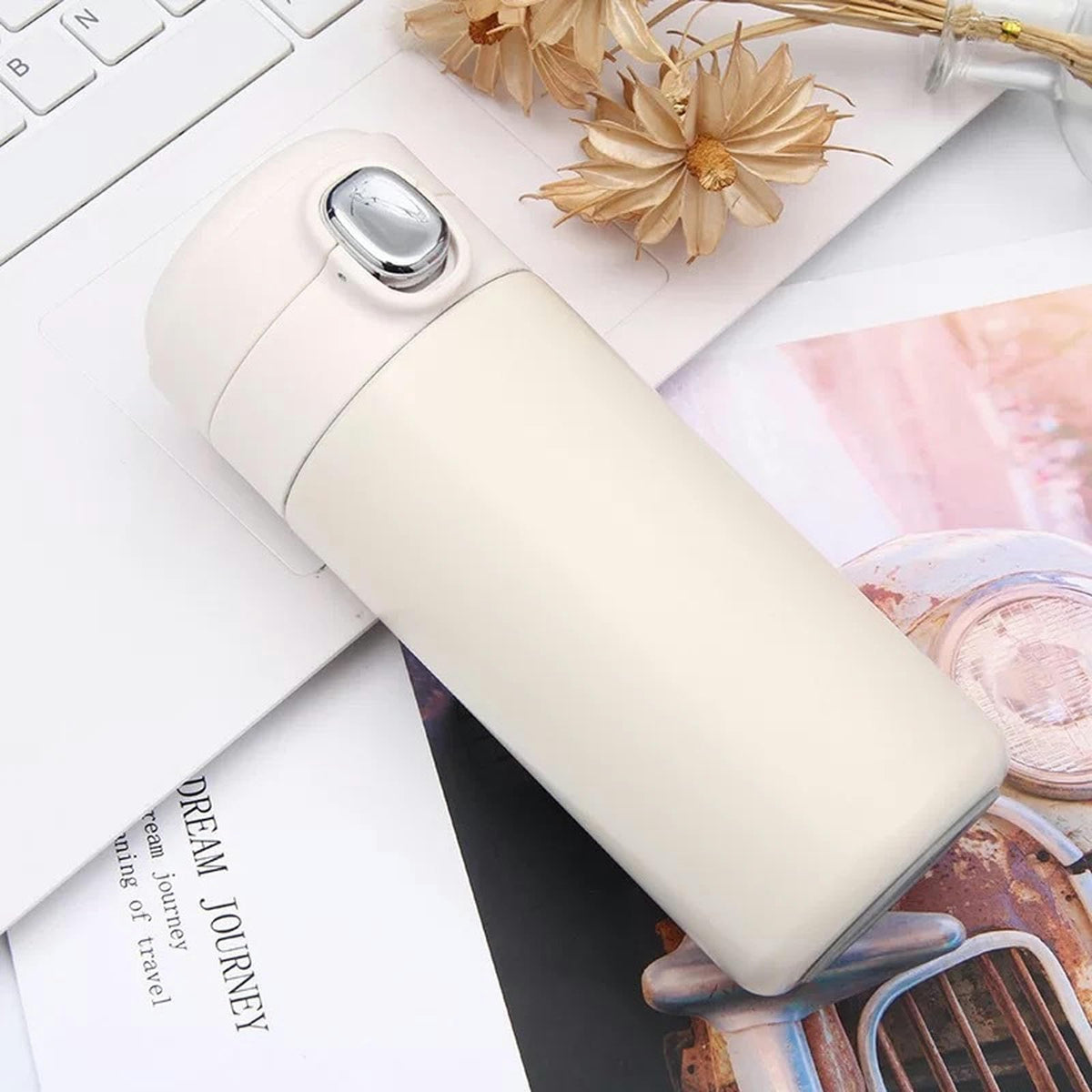 Intelligent Temperature Measurement And Bouncing Insulation Cup, Outdoor Leisure And Casual Business Gift Cup-Pink-300ml (Clearance)