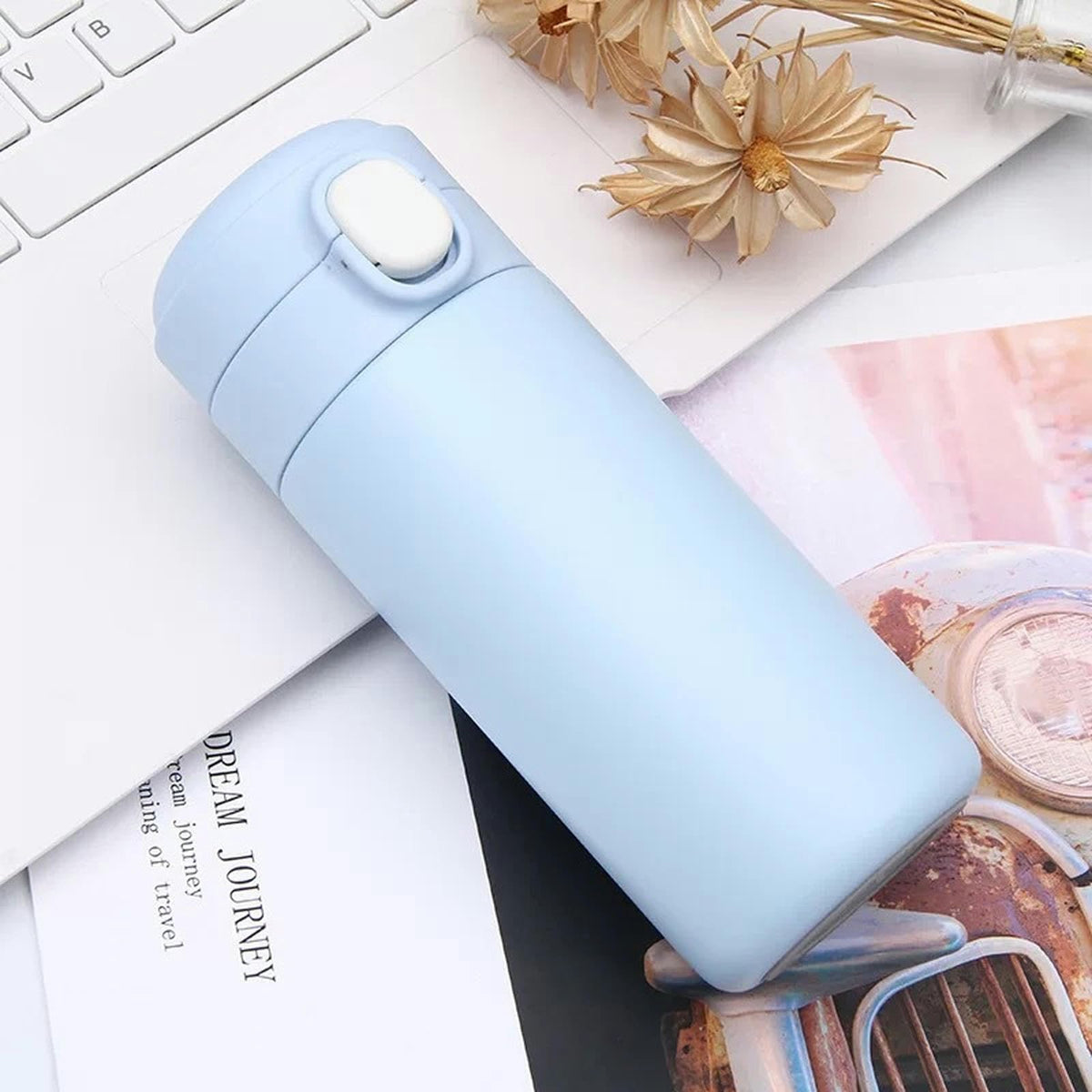 Intelligent Temperature Measurement And Bouncing Insulation Cup, Outdoor Leisure And Casual Business Gift Cup-Pink-300ml (Clearance)