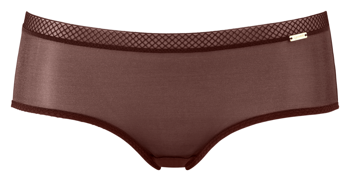 Gossard Glossies Rich Brown Sheer See Through Shorts Panty