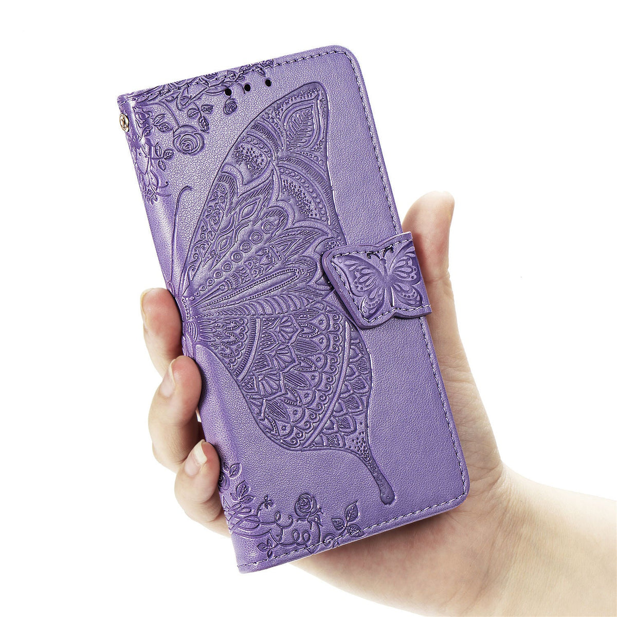 Flower Butterfly Embossed Leather Case