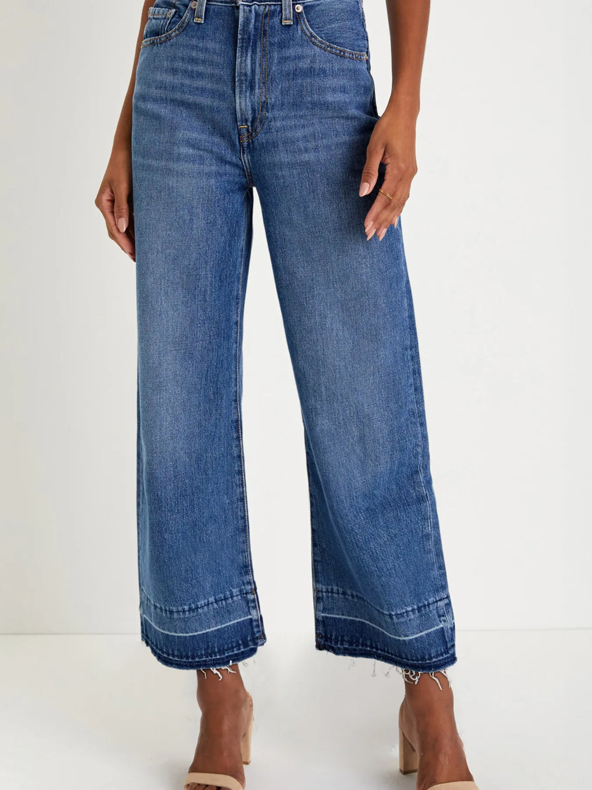 High Waist Wide Leg Washed Jeans