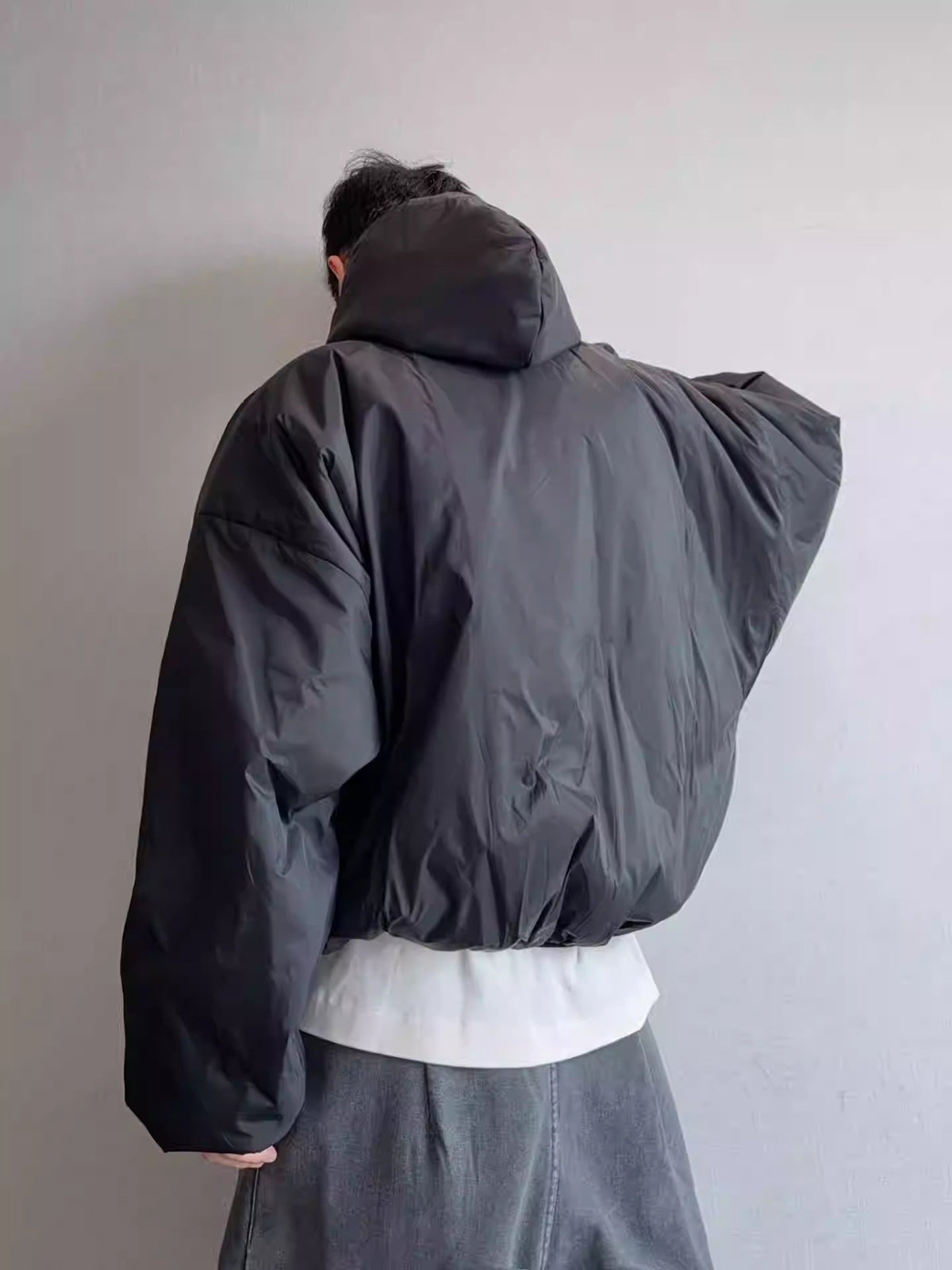 Retro Warm Half-Zip Loose Short Hooded Cotton Jacket