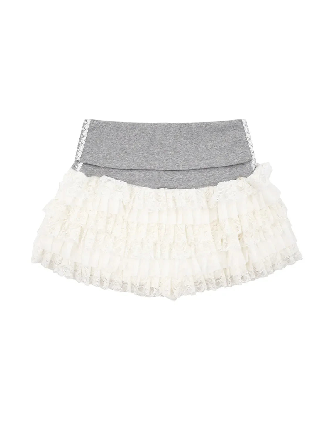 Layered Tulle Mini Skirt with Contrast Waistband