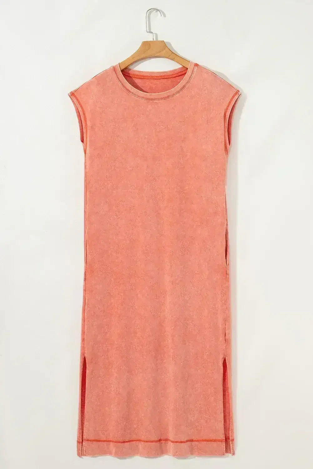 Carrot Mineral Wash Pocketed T-shirt Dress