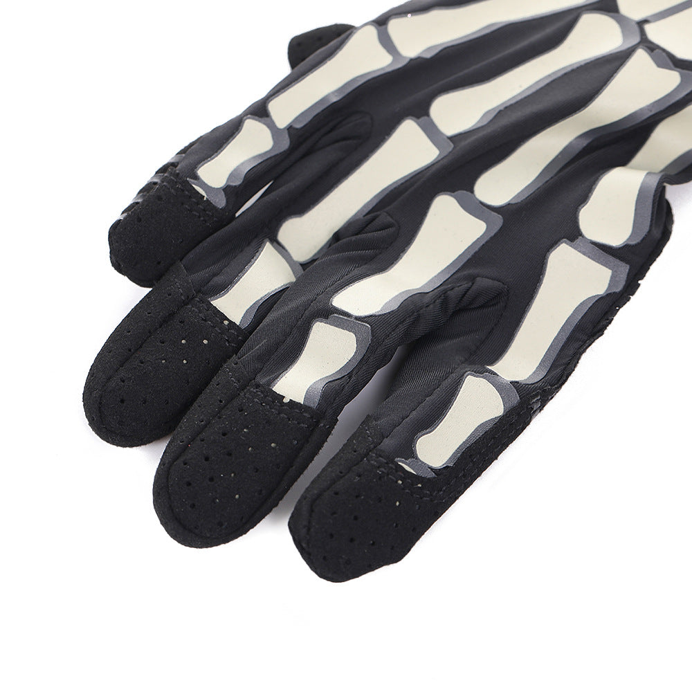 Skull Luminous Outdoor Non-slip Wear-resistant Full Finger Touch Screen Riding Gloves