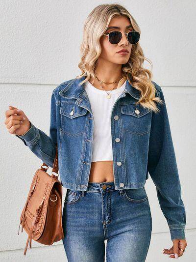 Button Up Long Sleeve Denim Jacket for Stylish Comfort