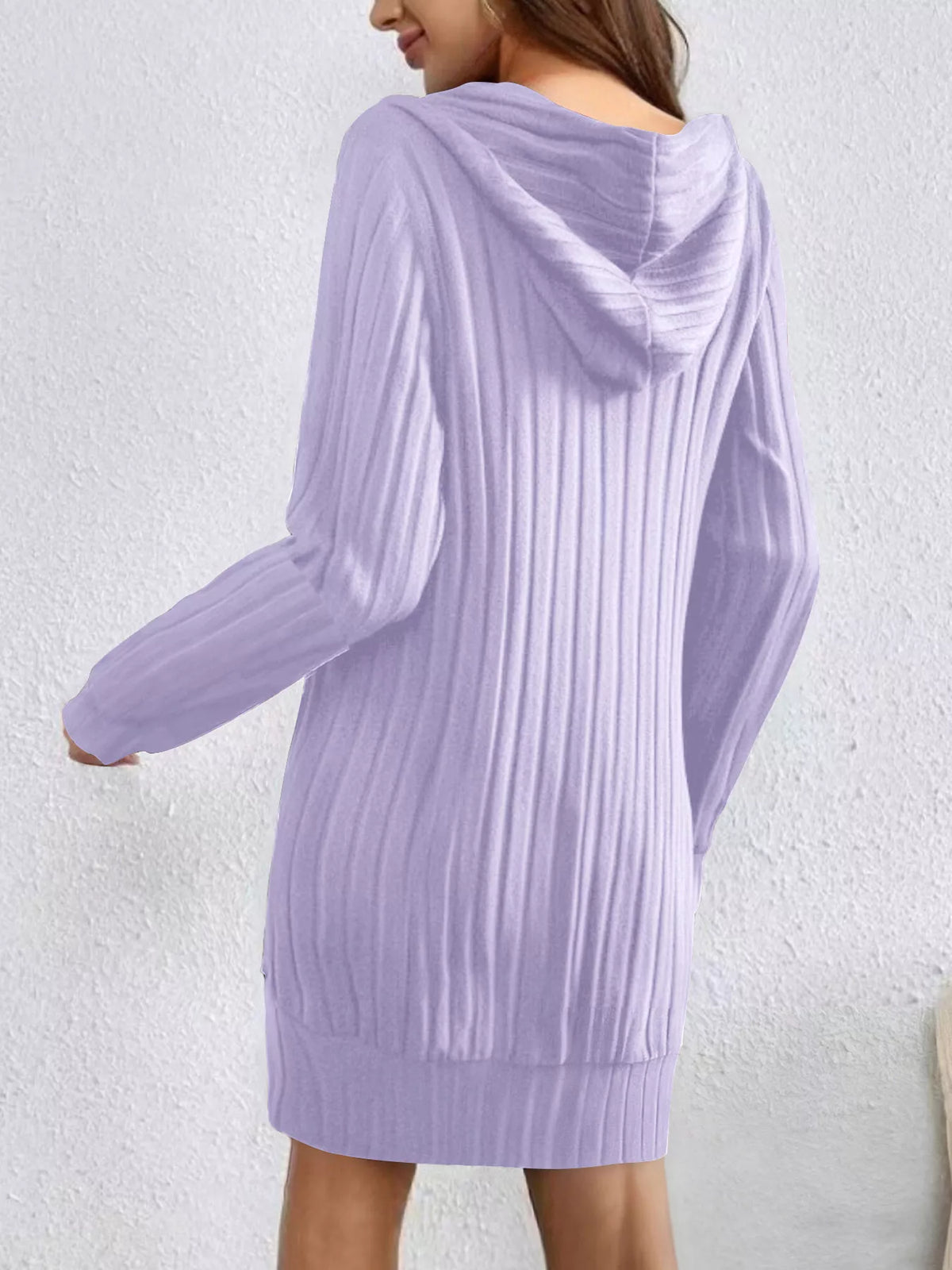 Ribbed Knit Hoodie Dress