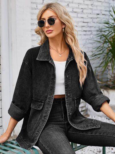 Button Up Long Sleeve Denim Jacket for Stylish Looks