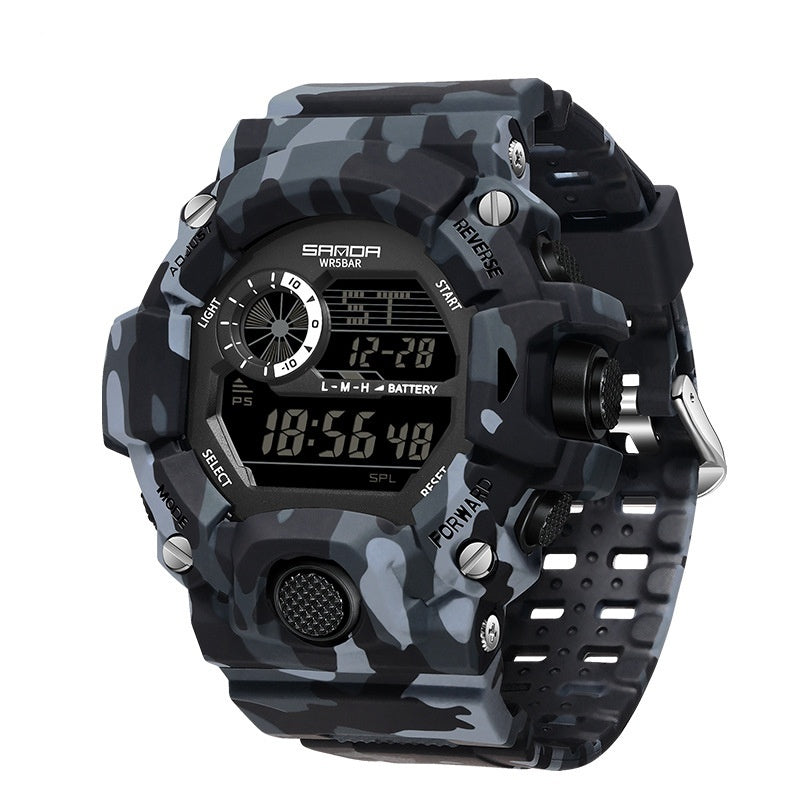 Shock Military Army Mens Watch In Camouflage Style With LED Digital Back Light With Luminous Effect