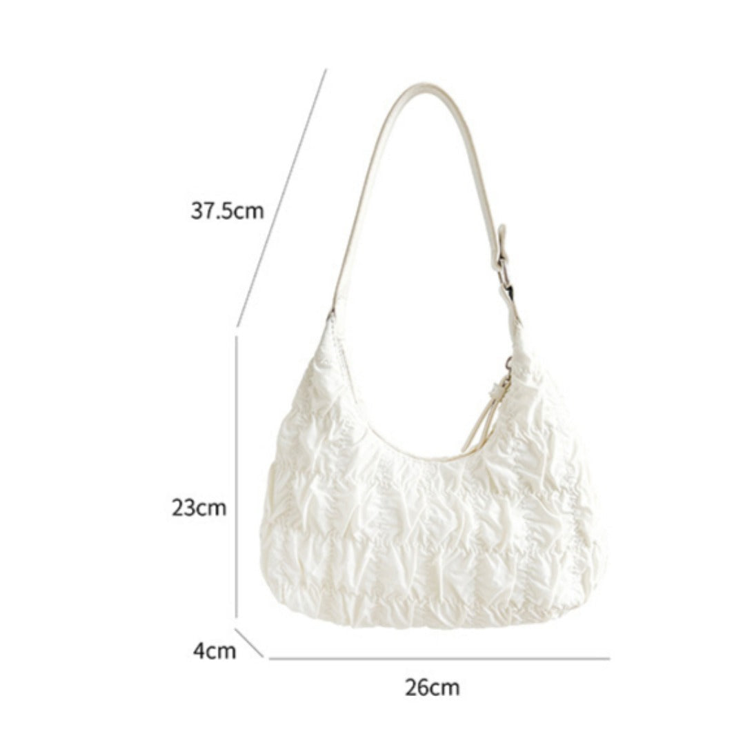 small shoulder bag cream puff bag pleated bag hobo