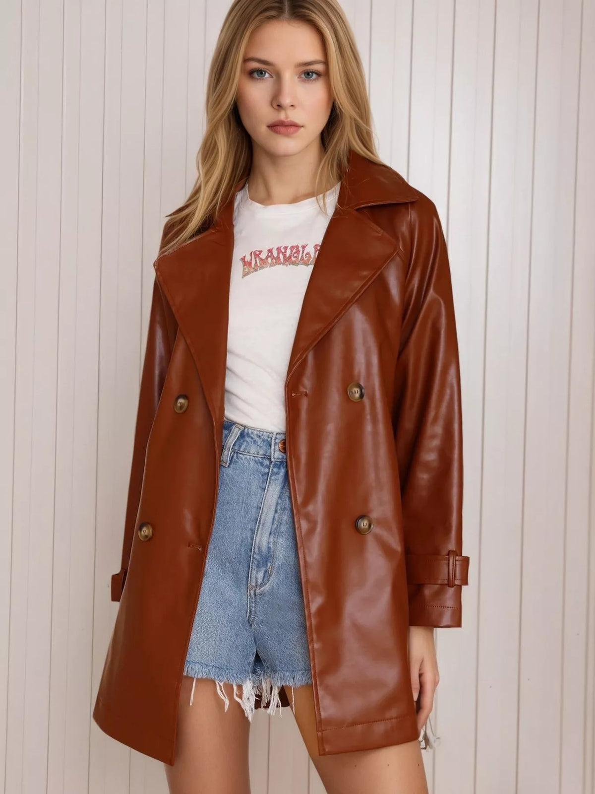 Leather Double-Breasted Jacket