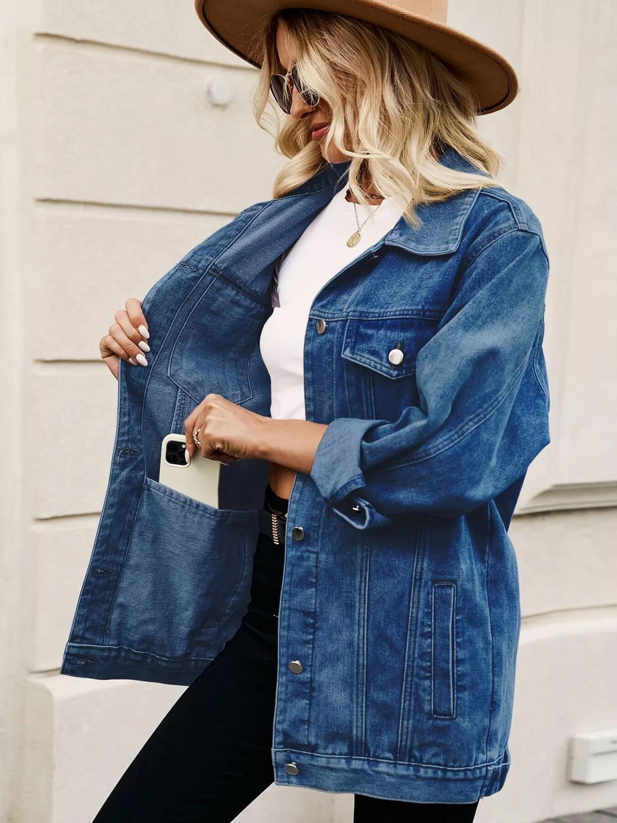 Button Up Long Sleeve Denim Jacket