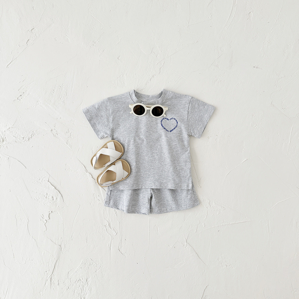 Heart Printing Short Sleeve Suit Korean Style Baby Boys&