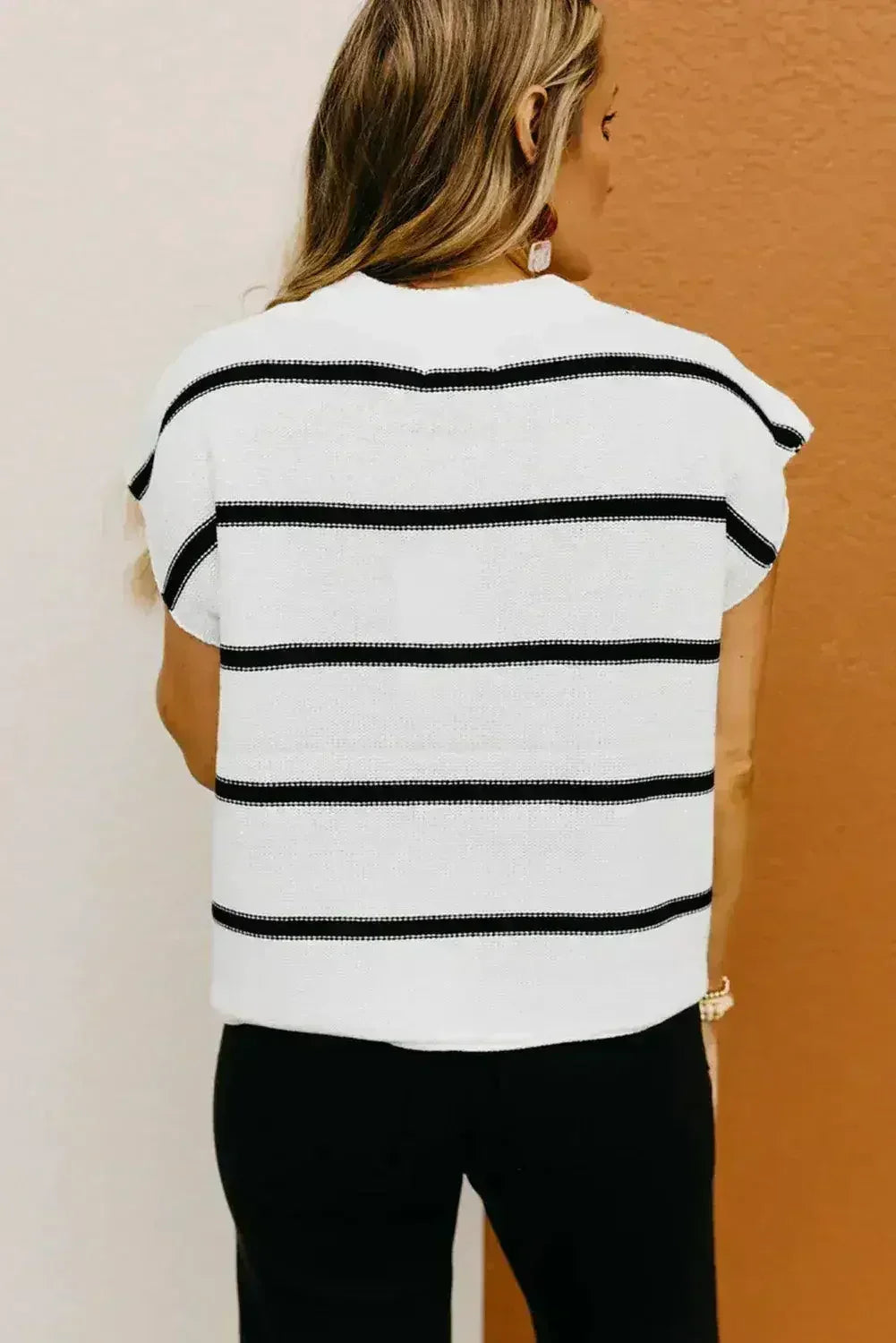 Batwing Stripes Sleeve Sweater - Striped Oversized Tee | Femstylo