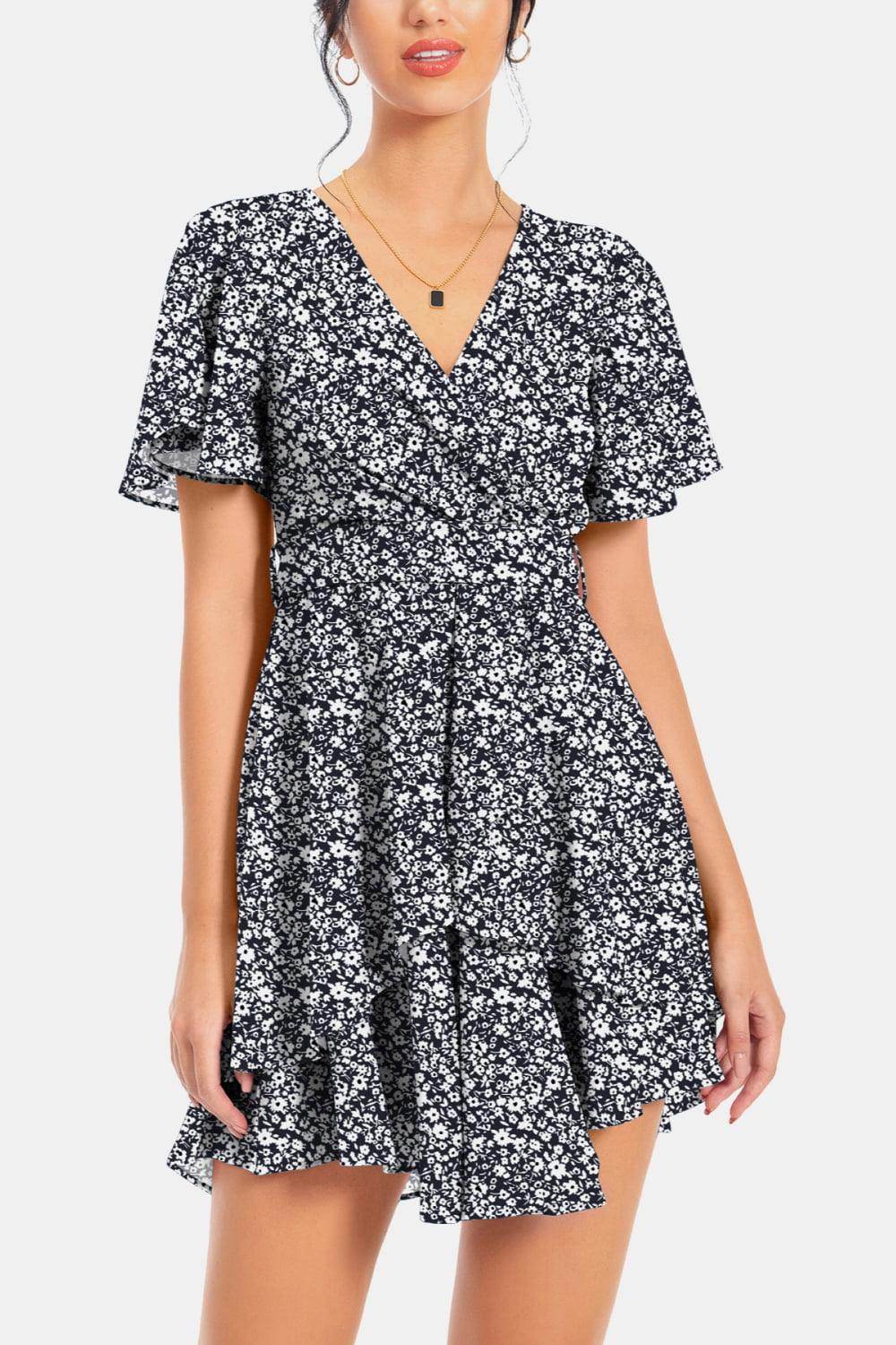 Surplice Neck Flutter Sleeve Dress for Chic Summer Style