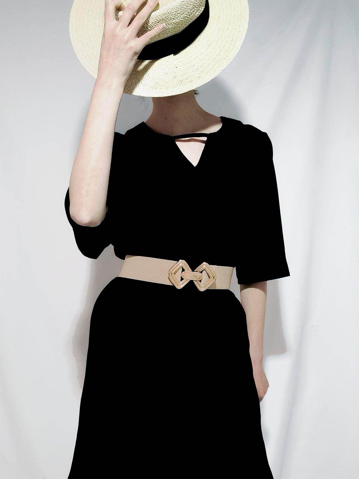Geometric Buckle Elastic Wide Belt for Stylish Comfort