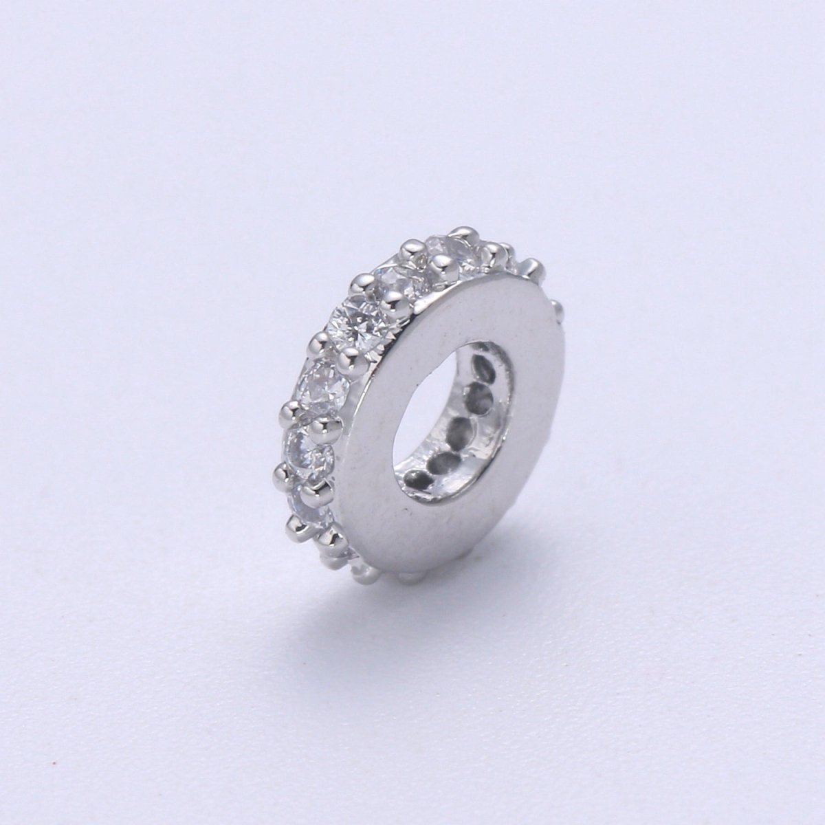 6MM 14K Gold Filled CZ Micro Pave Round Wheel Spacer Beads, Cubic Zirconia Rondelle Spacer Bead for Bracelet Necklace B-693
