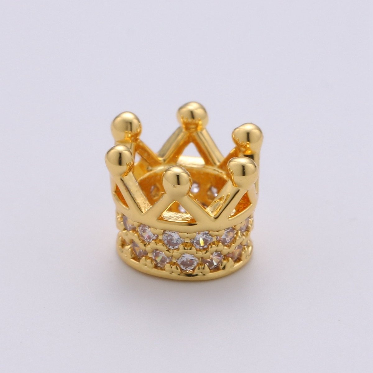 6MM Beads CZ Micro Crown Beads Large Hole Crown Spacer Beads, Cubic Zirconia Crown Beads, CZ Big Hole Crown Charm Bracelet B-299