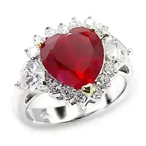 6X062 High-Polish Sterling Silver Ring – Synthetic Ruby