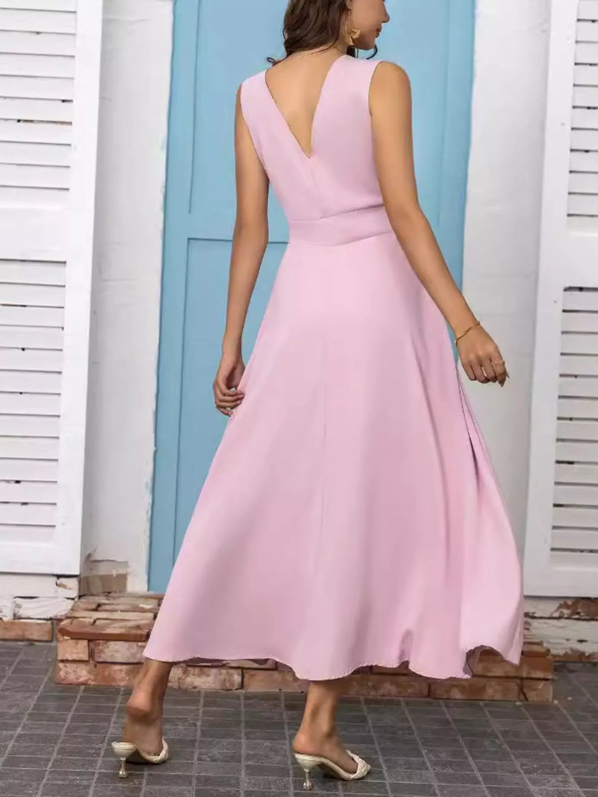 Full Size Slit V-Neck Sleeveless Dress Plus Size