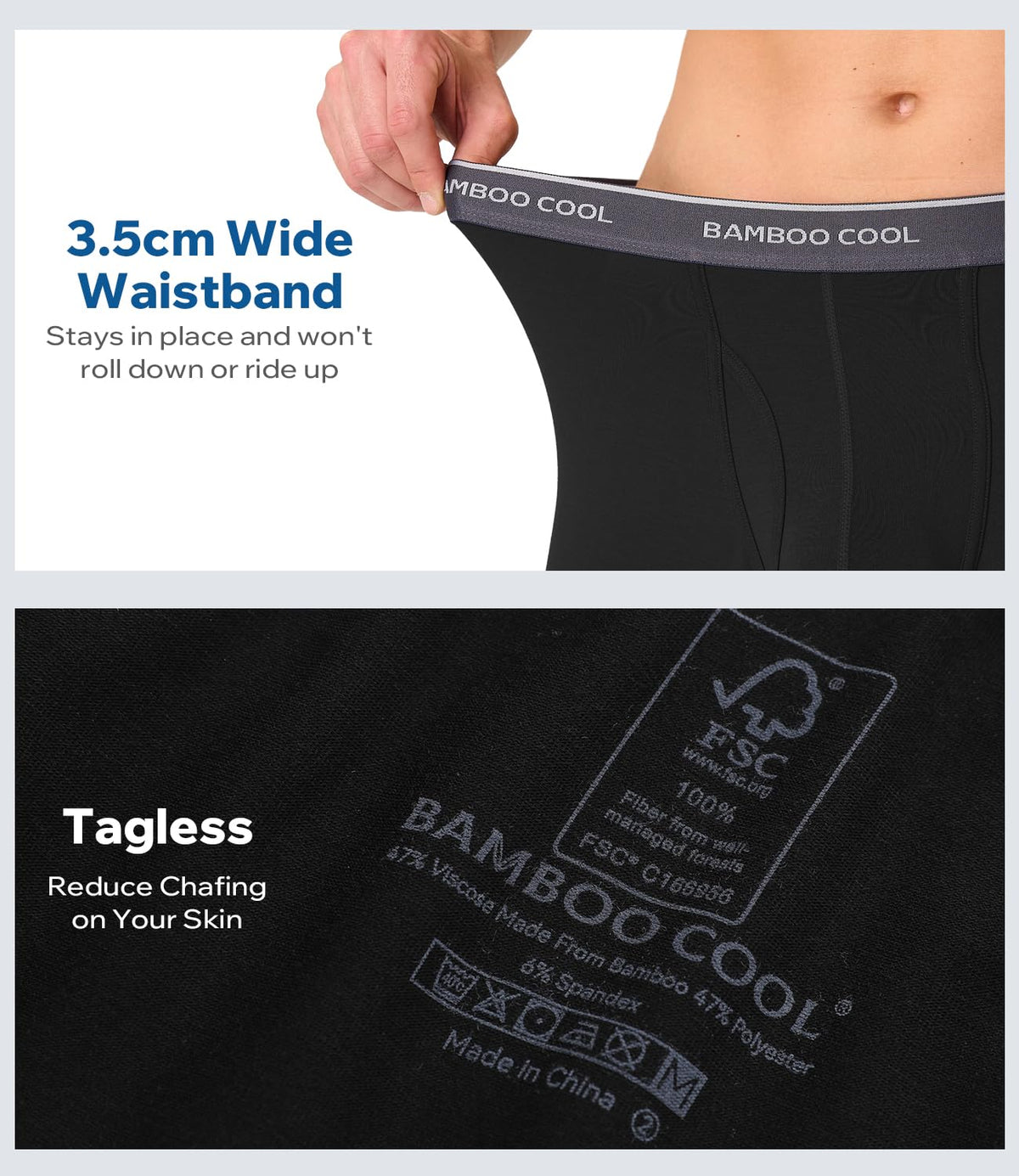 BAMBOO COOL Ultra Soft Mens Underwear Boxer Briefs Multi-pack | Bamboo Fabric,No Ride Up,More Breathable Than Cotton
