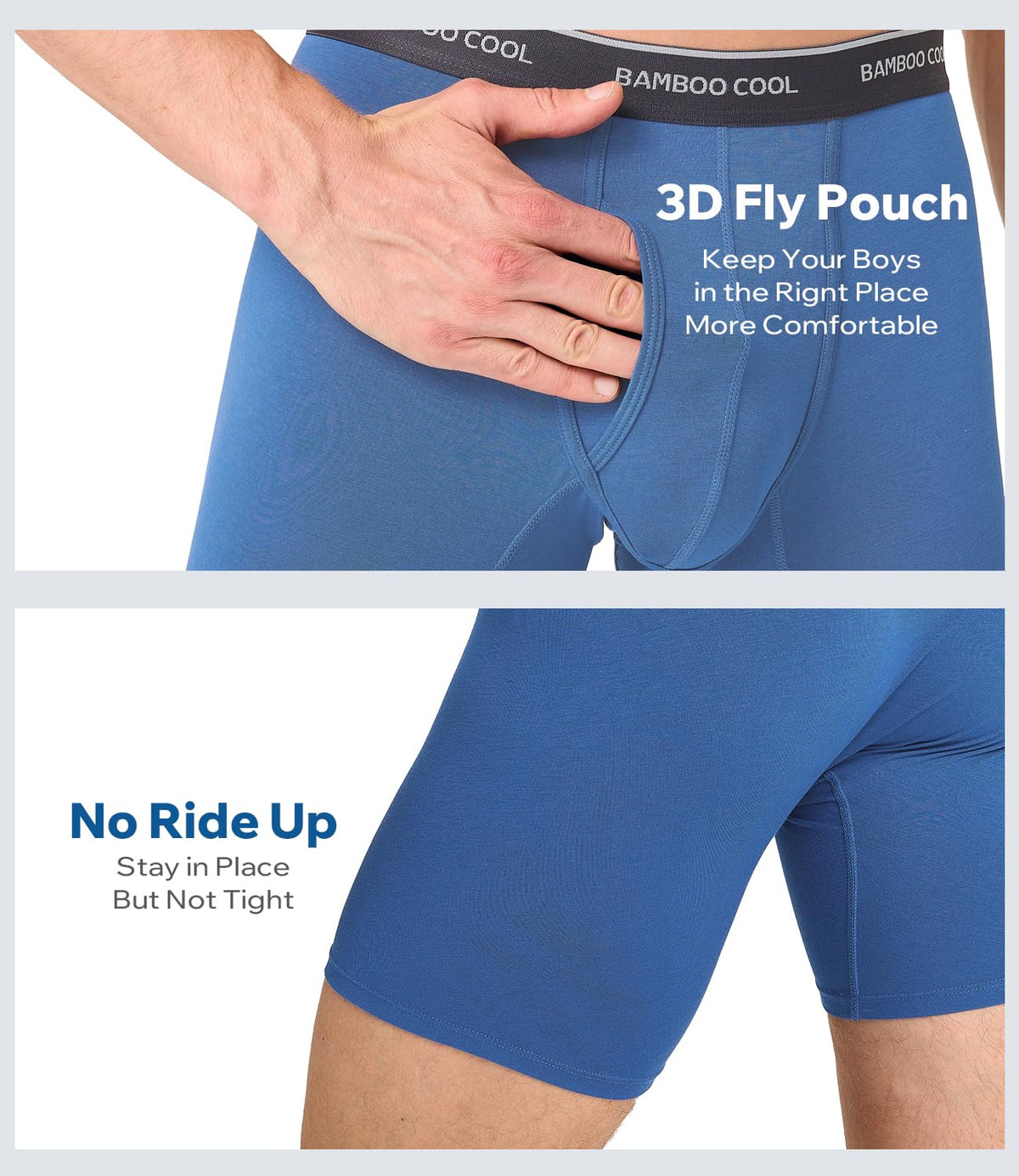 BAMBOO COOL Ultra Soft Mens Underwear Boxer Briefs Multi-pack | Bamboo Fabric,No Ride Up,More Breathable Than Cotton