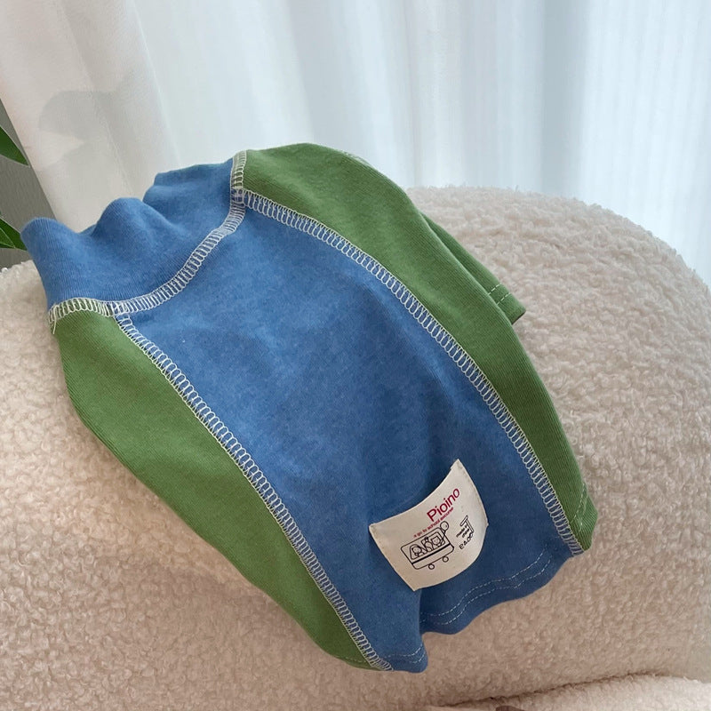 Contrast Color Sleeve Cotton Base Shirt Pet