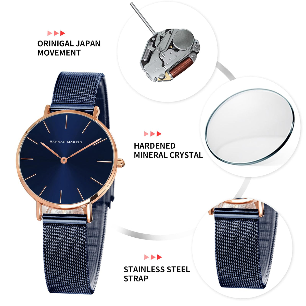 HANNAH MARTIN Watches for Women Analog Women&