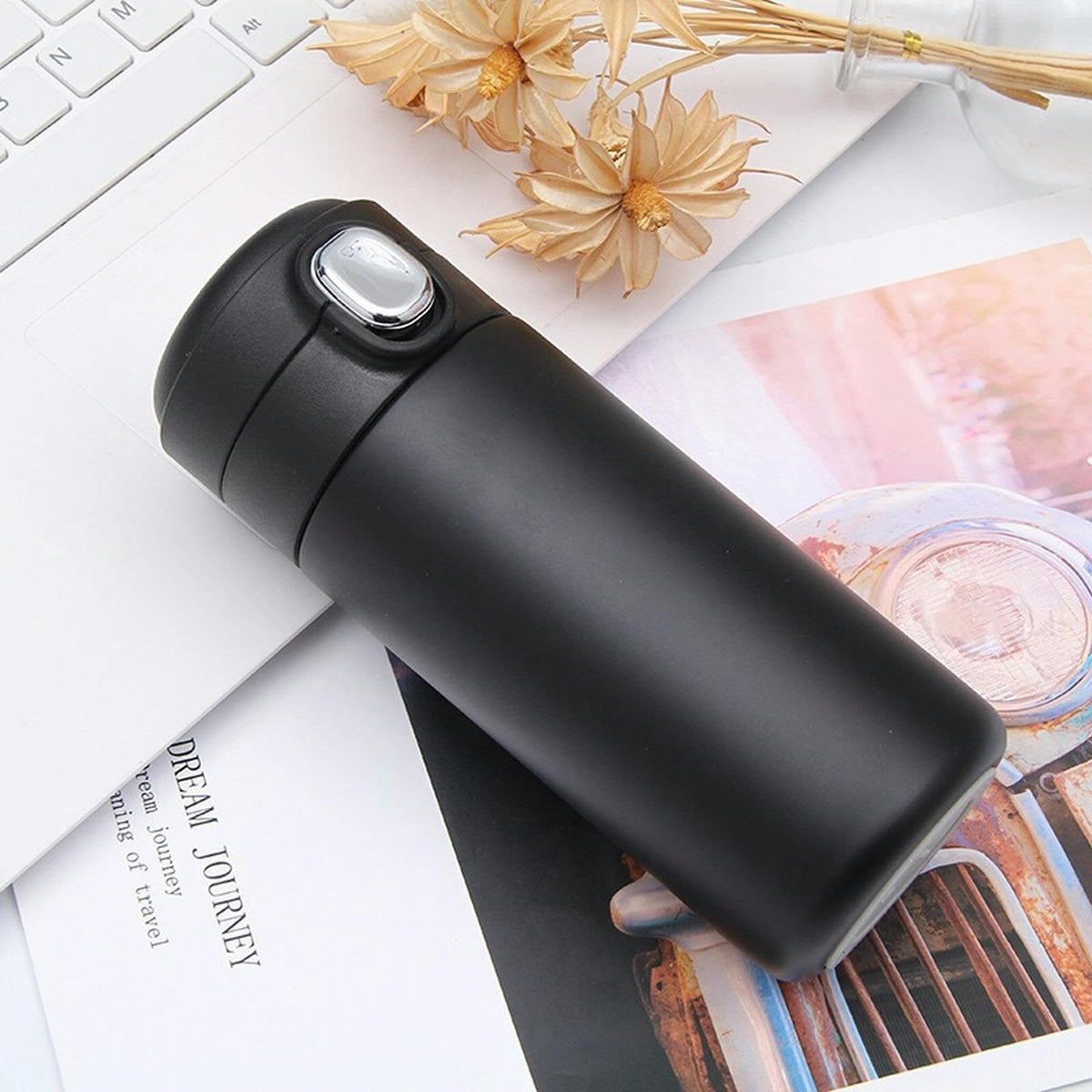 Intelligent Temperature Measurement And Bouncing Insulation Cup, Outdoor Leisure And Casual Business Gift Cup-Pink-300ml (Clearance)
