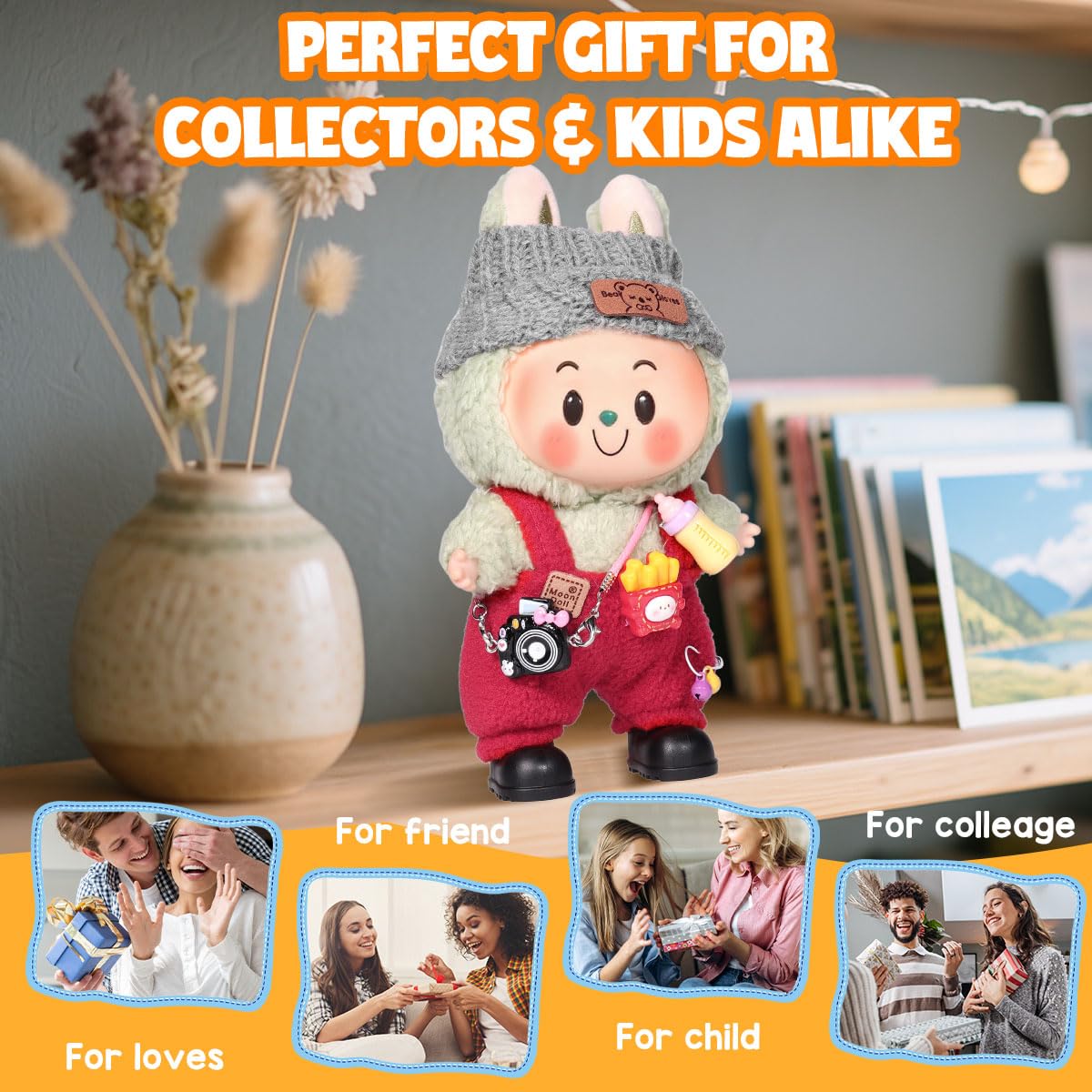 3 Piece Doll Clothes Set for 17cm Dolls - Handmade Crochet Outfit with Hat