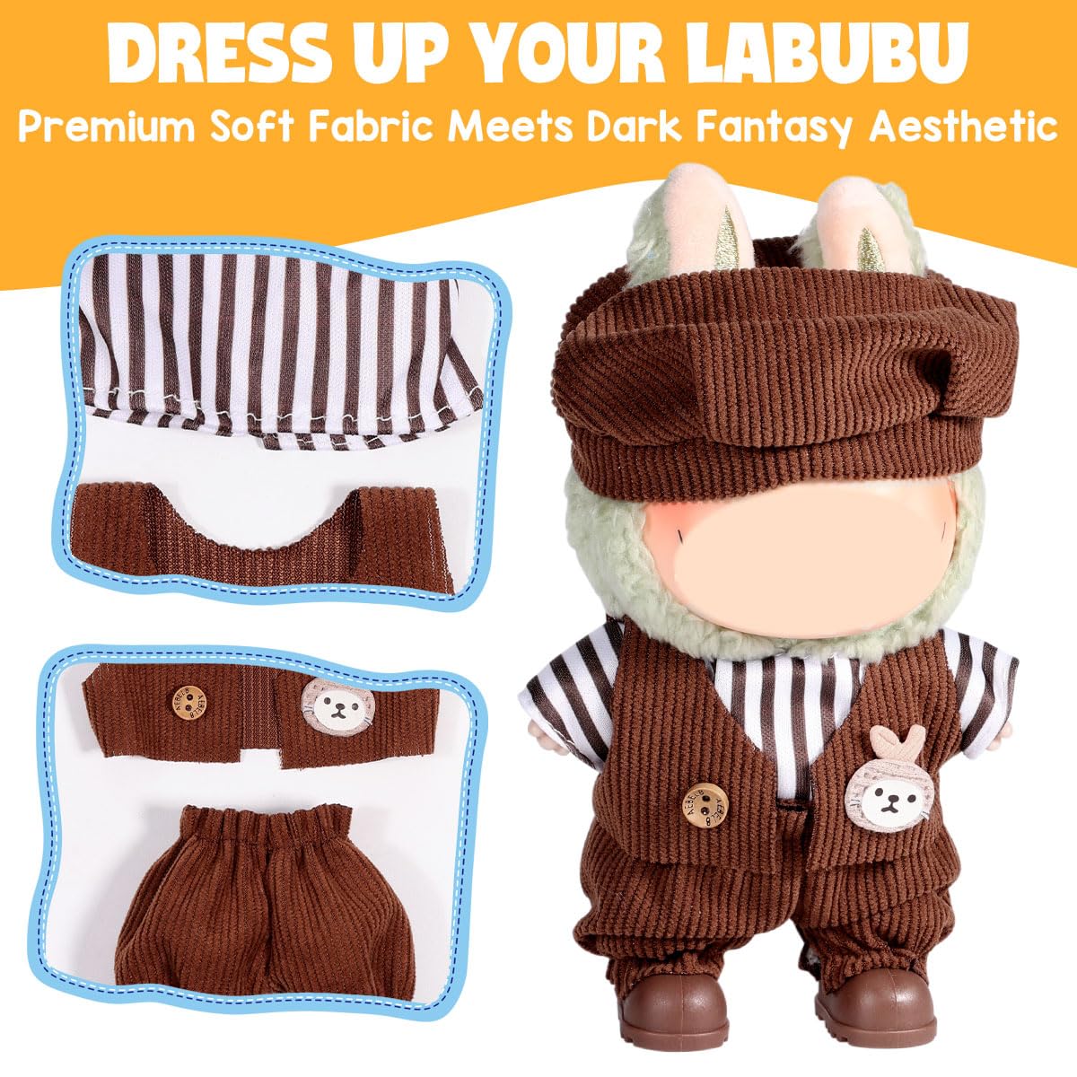 3 Piece Doll Clothes Set for 17cm Dolls - Handmade Crochet Outfit with Hat