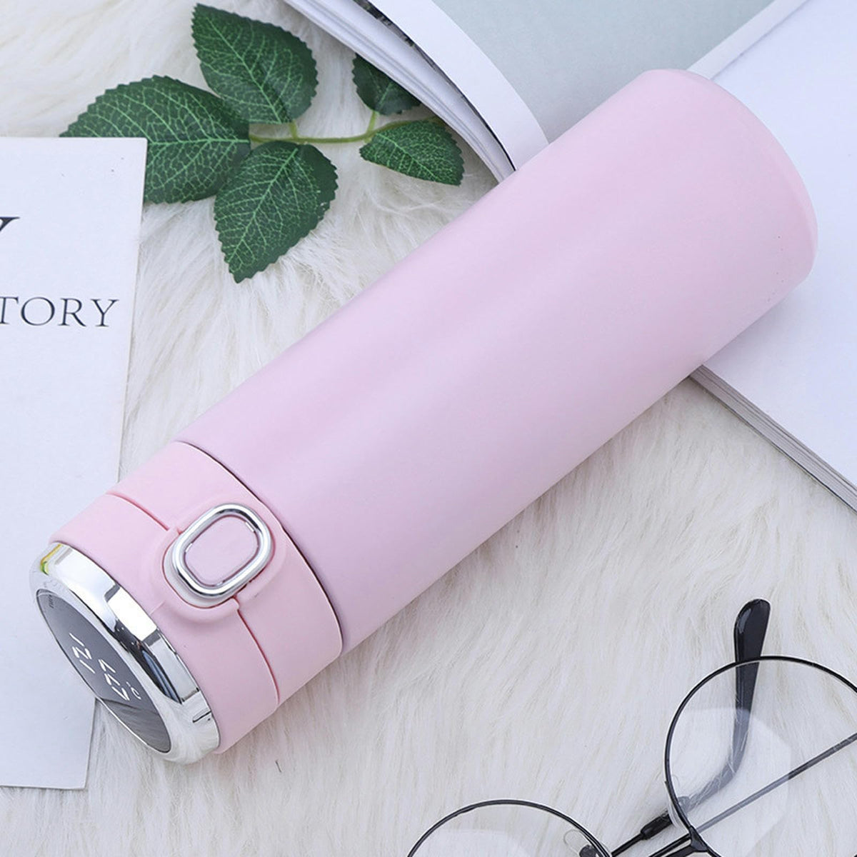 Intelligent Temperature Measurement And Bouncing Insulation Cup, Outdoor Leisure And Casual Business Gift Cup-Pink-300ml (Clearance)