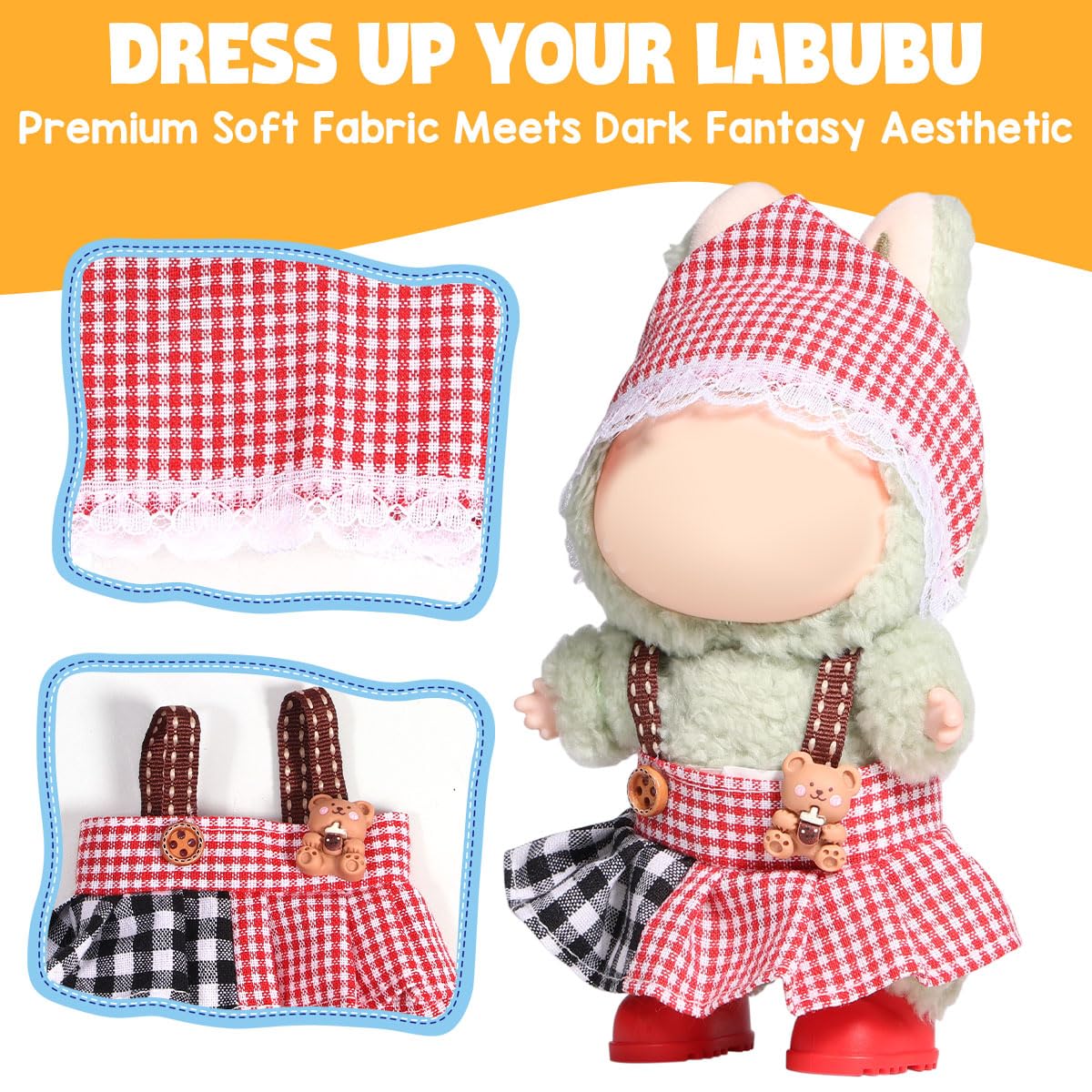 3 Piece Doll Clothes Set for 17cm Dolls - Handmade Crochet Outfit with Hat