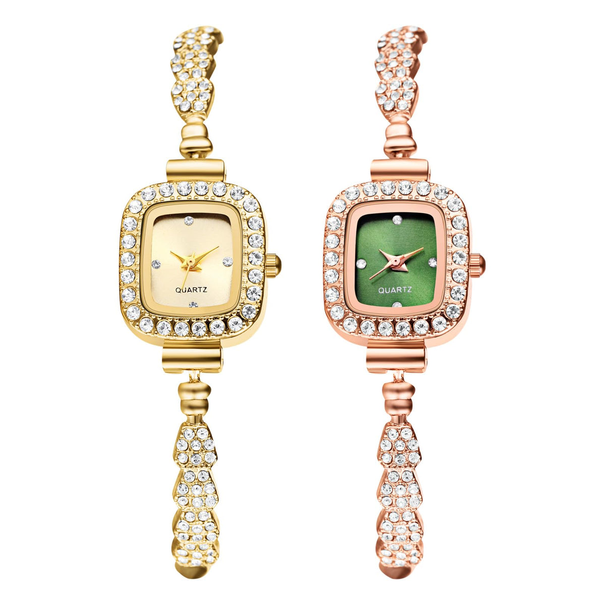 OIDEA Womens Full Diamond Bracelet Watch: Luxury Rhinestone Diamond Square Dial Analog Quartz Wrist Watch Detachable Strap Casual Dress Ladies Watch Valentine&