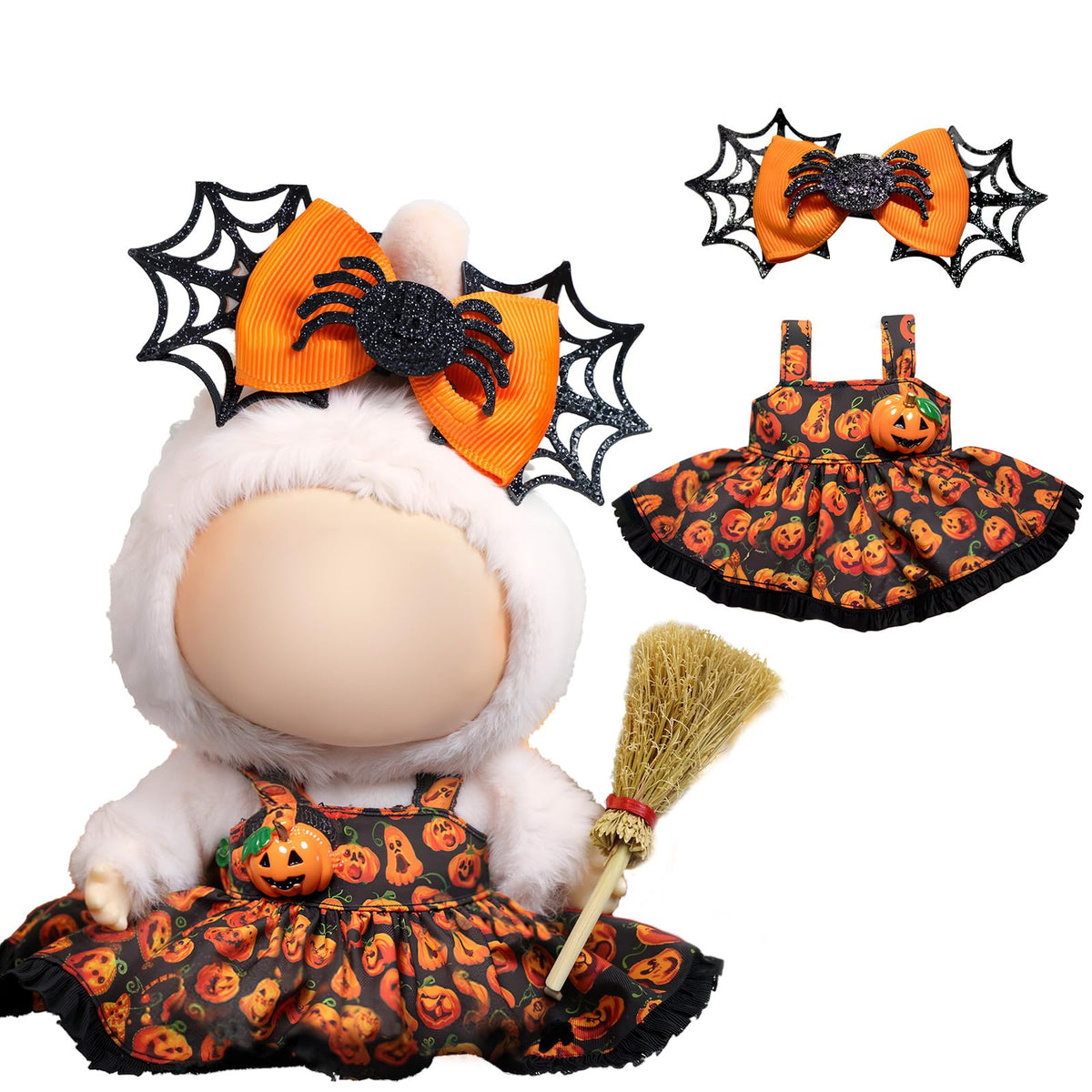 3 Piece Handmade Crochet Outfit for 17cm Dolls - Heart Sweater Hat & Bag Set