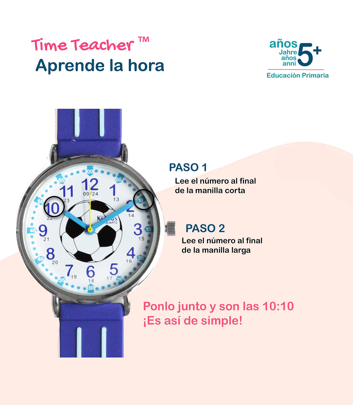 Kids Time Teacher Watch - Educational Analog Watch with Japanese Quartz Movement Ages 5-12