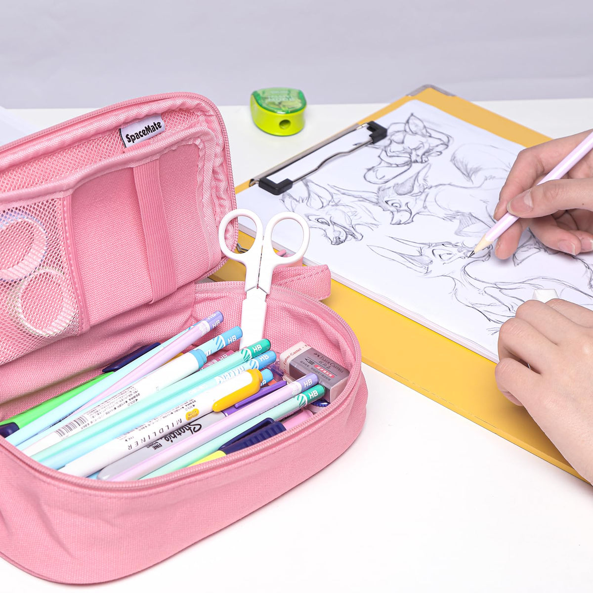 Large Pencil Case 1800ml - Heavy Duty Canvas School Supplies Organizer for Kids Students