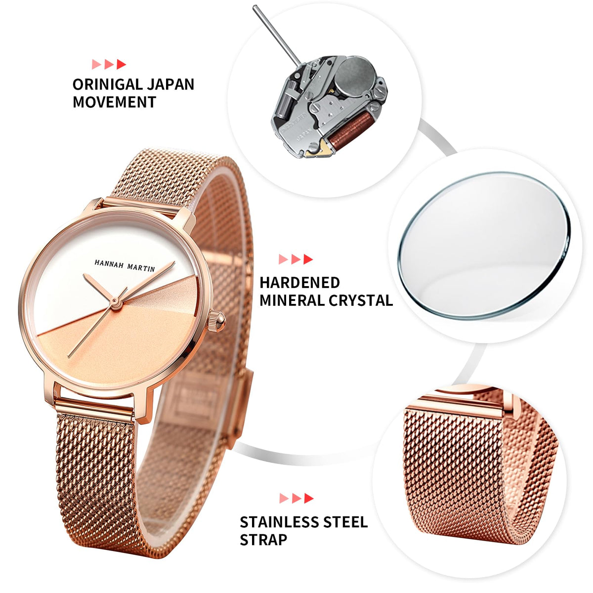 HANNAH MARTIN Watches for Women Analog Women&