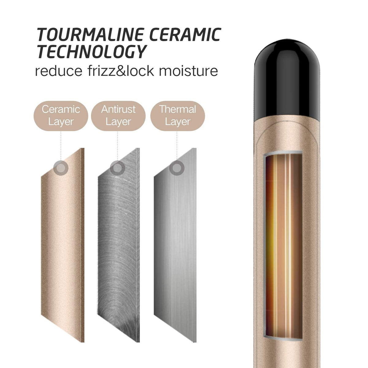 Professional Ceramic Tourmaline Curling Iron 3/4 Inch - Hair Curler with Heat Protection