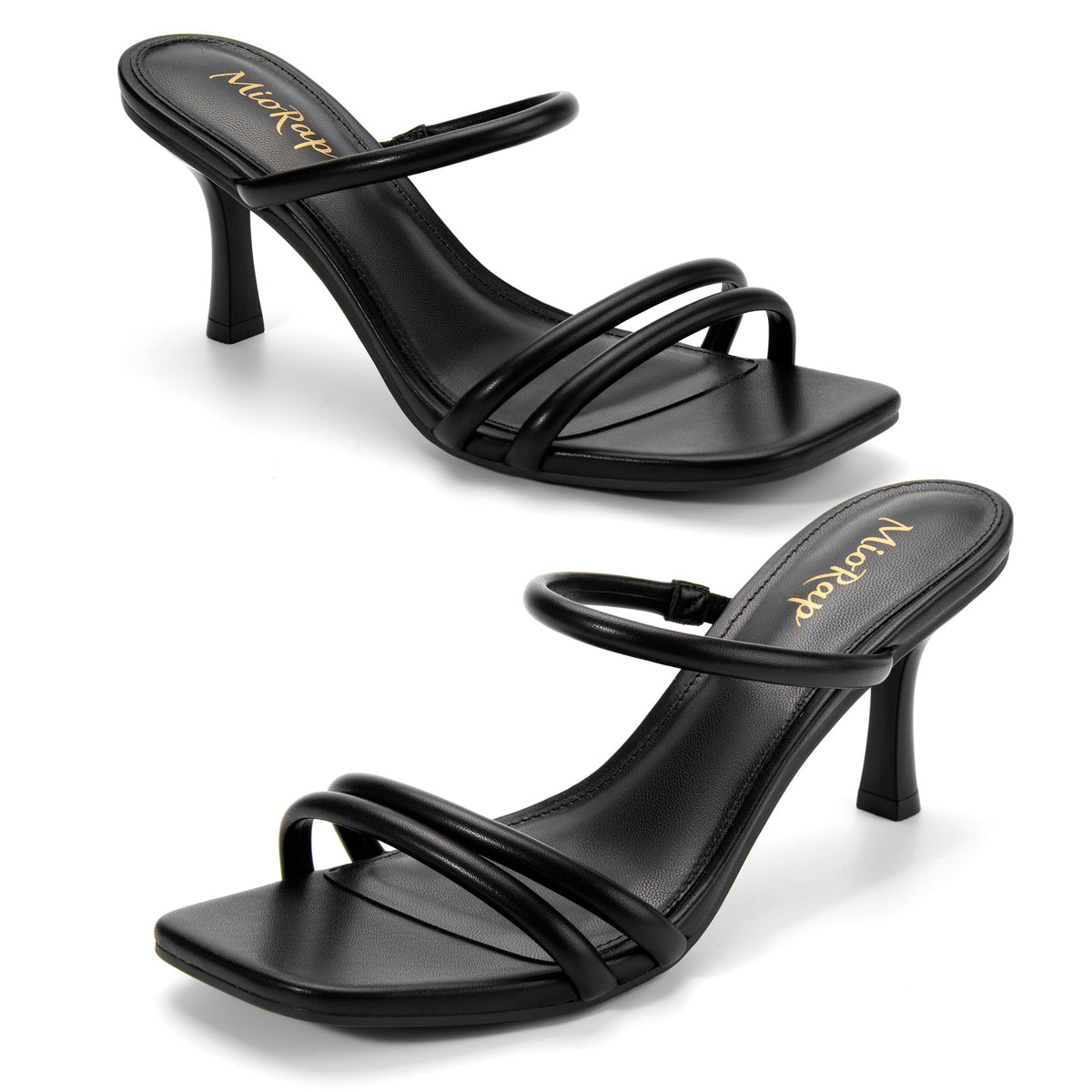Heels for Women Square Open Toe Strappy Mules Women&