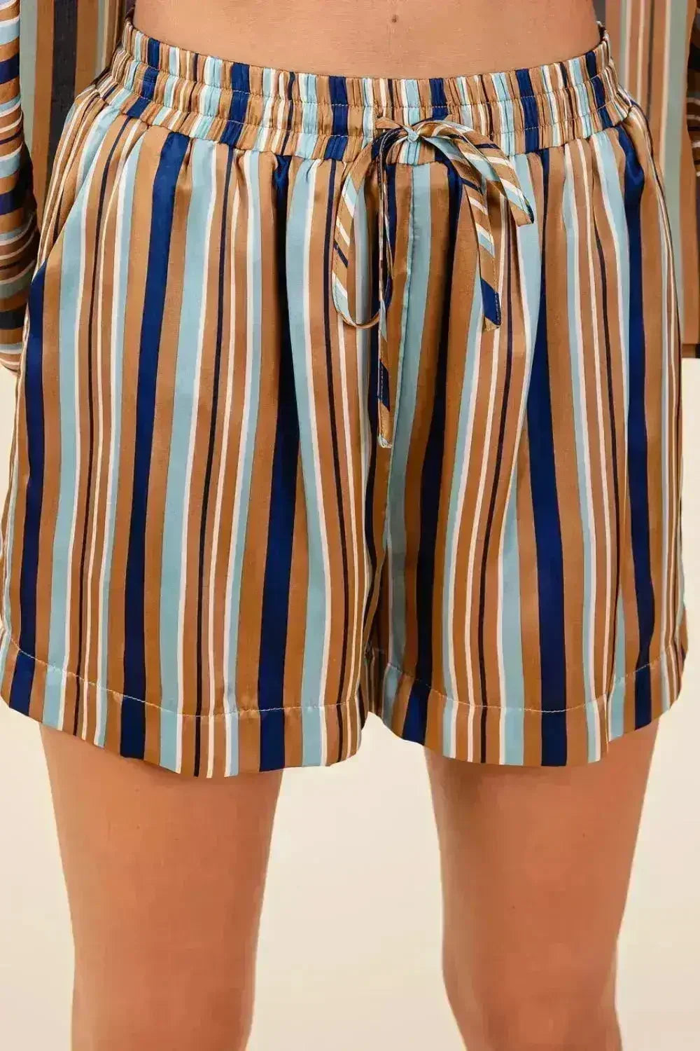 Mittoshop Drawstring Striped Satin Shorts