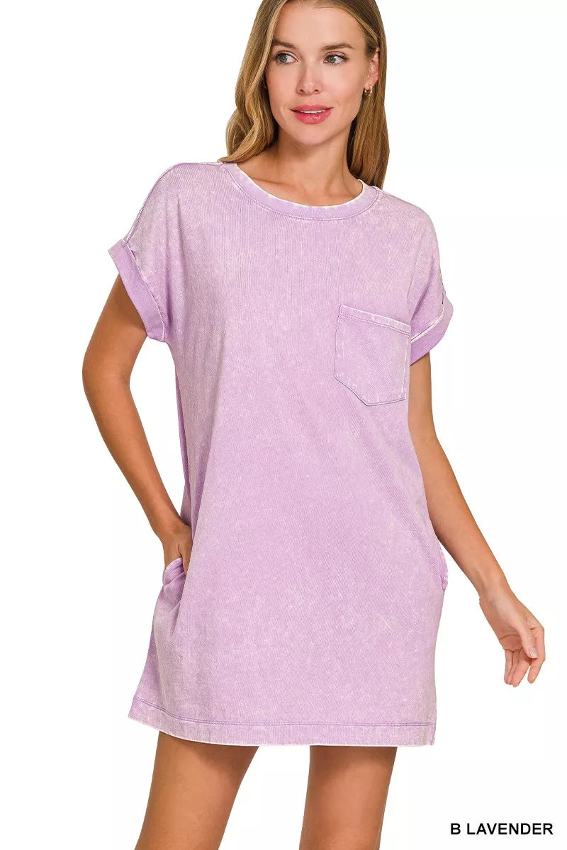 Zenana Premium Cotton Washed T-Shirt Dress