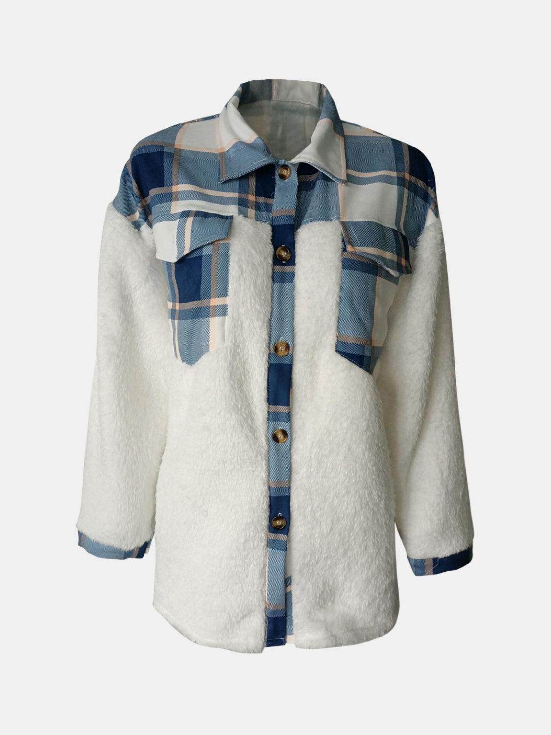 Fuzzy Button Up Long Sleeve Jacket for Cozy Style
