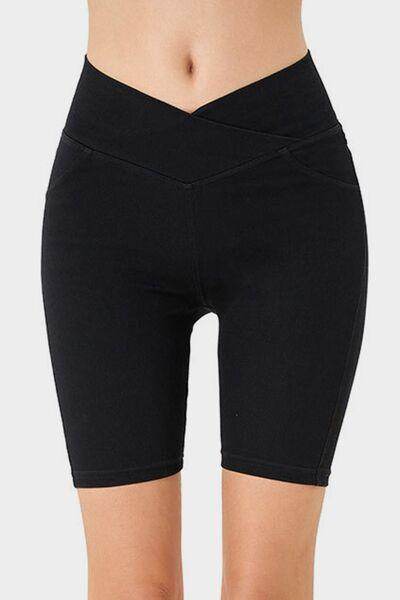 Basic Bae Asymmetrical Waist Denim Shorts With Pockets