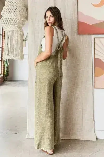 Mittoshop Textured Wide Leg Overalls