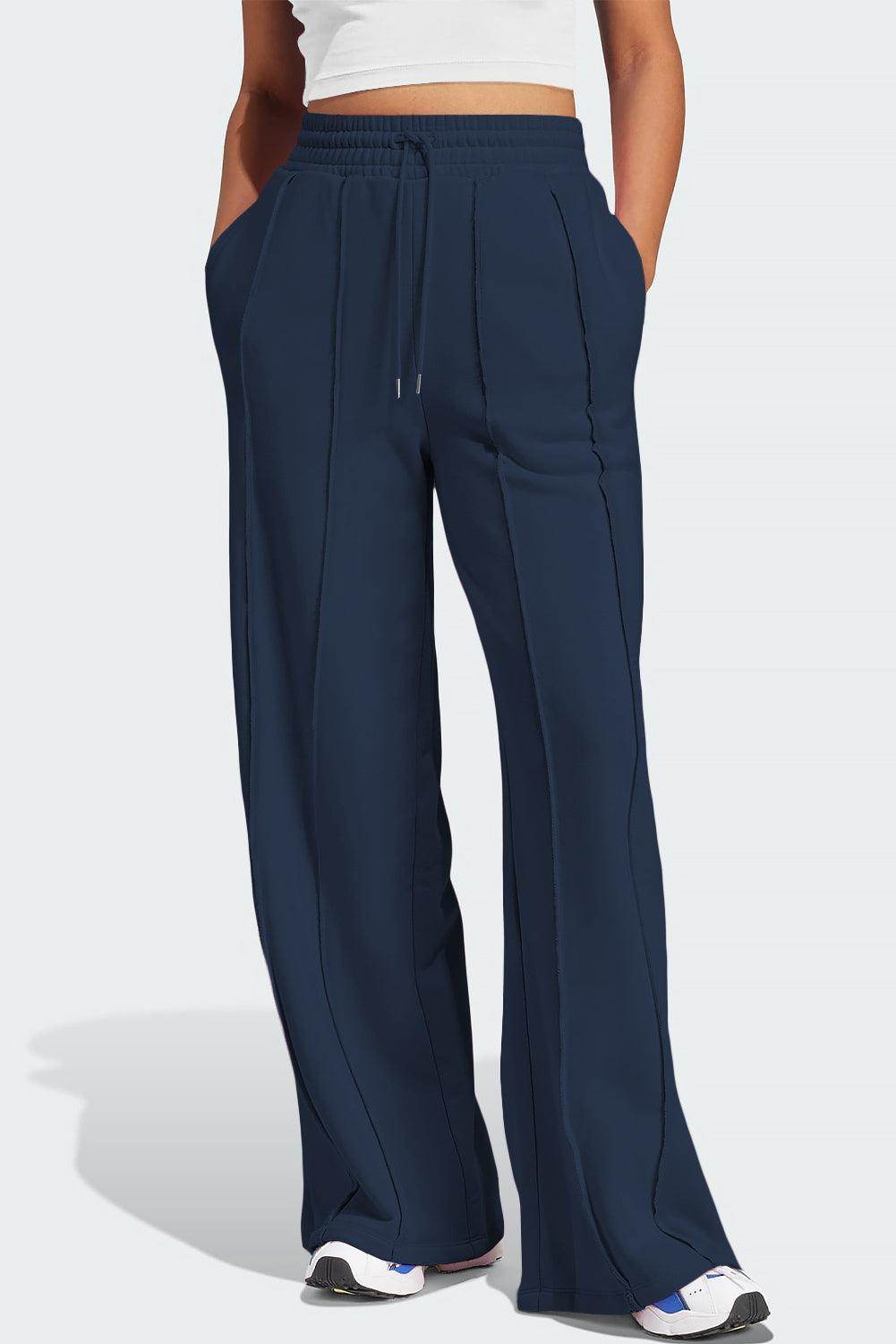 Drawstring Wide Leg Active Pants for Comfort and Style